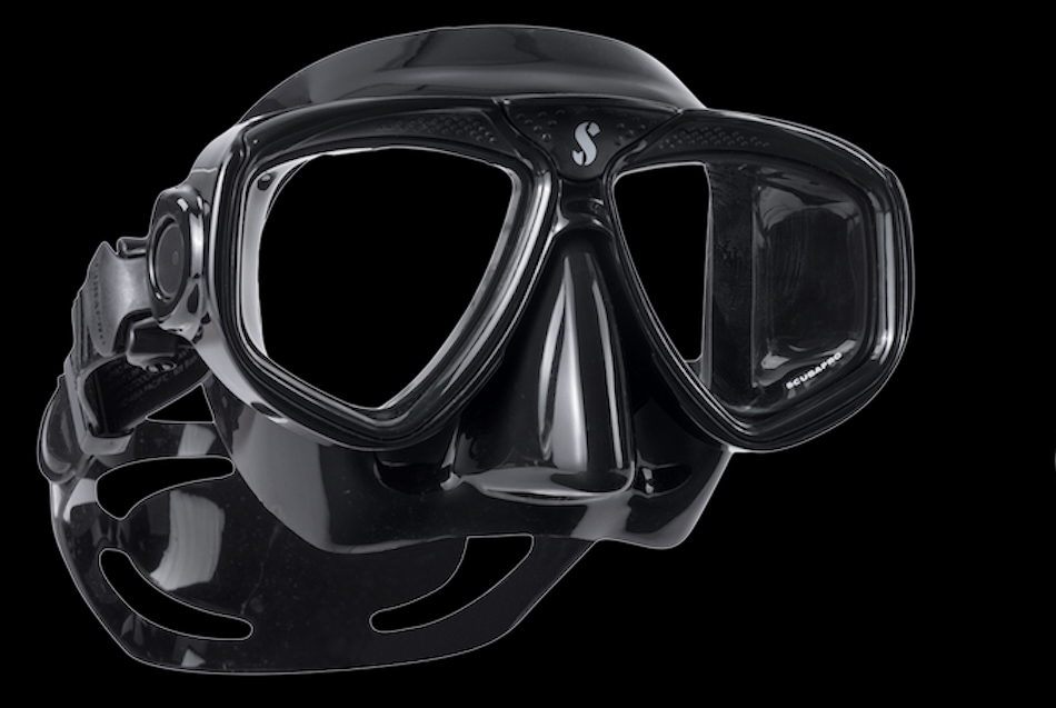 Schwarze Tauchmaske, ideal zum Erkunden der Wunder der Unterwasserwelt.