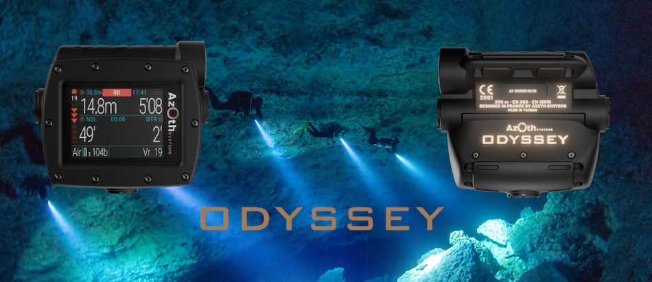 Azoth Odyssey Tauchcomputer, der wesentliche Daten f&uuml;r die Unterwassererkundung bietet.