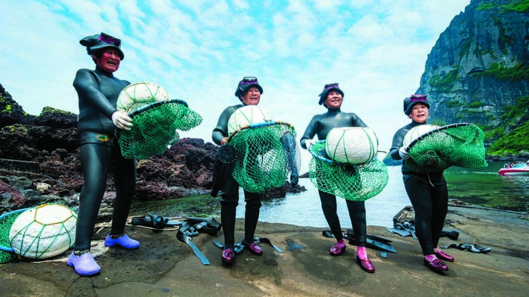 Haenyeo, the famous female divers on the Unesco World Heritage Site, Jejudo Island, South Korea