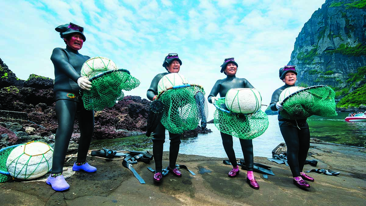 Haenyeo, the famous female divers on the Unesco World Heritage Site, Jejudo Island, South Korea